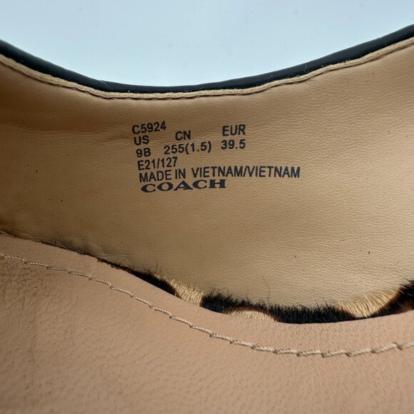 Coach C5924 Waverly Signature Calf Hair Pointed Toe Gold Trim Heels Size 9B - Picture 9 of 13
